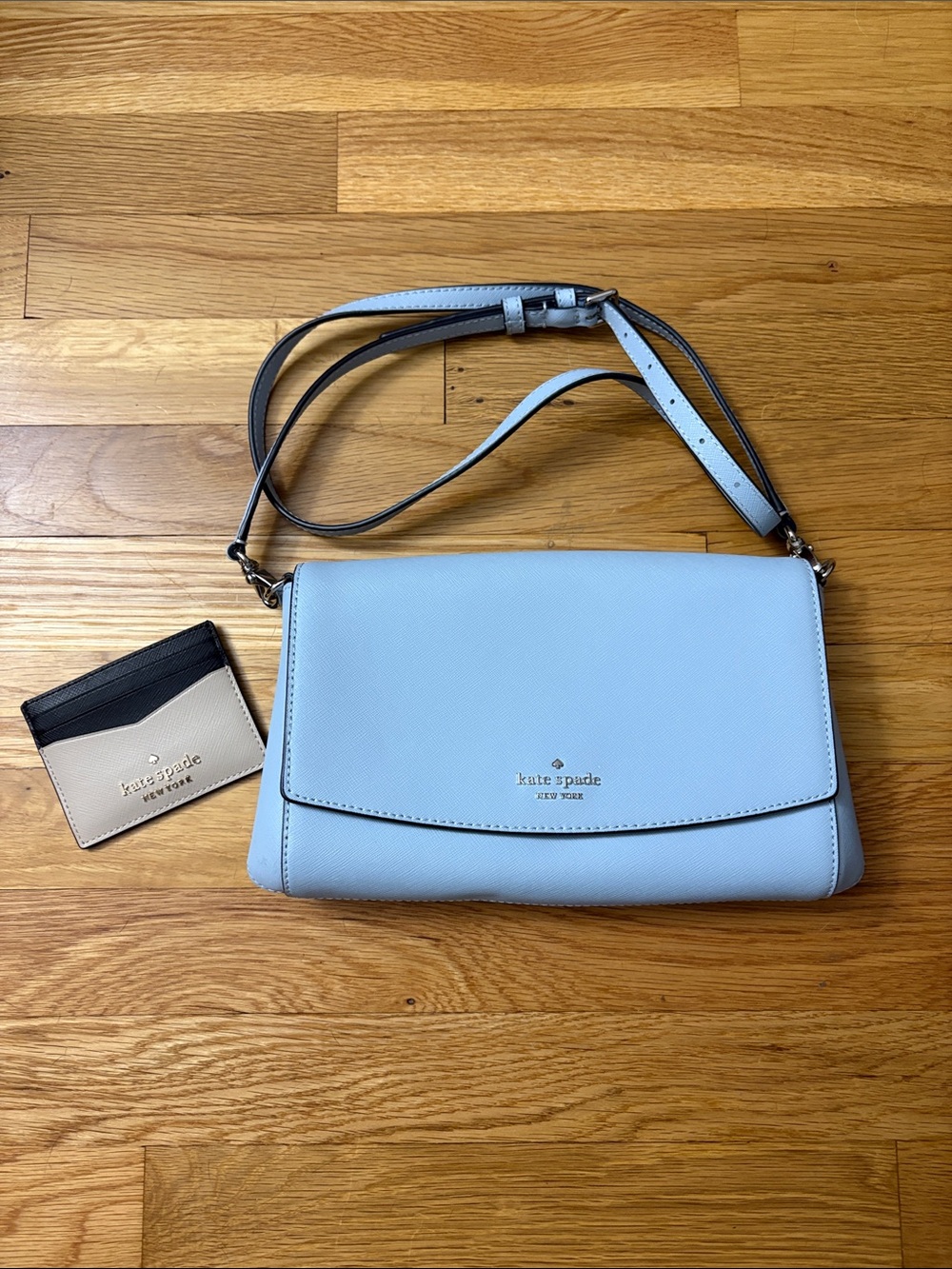 kate spade light blue crossbody with cardholder